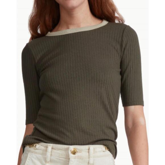 RAG & BONE Tops - NEW RAG & BONE the knit contrast ringer tee in dark olive